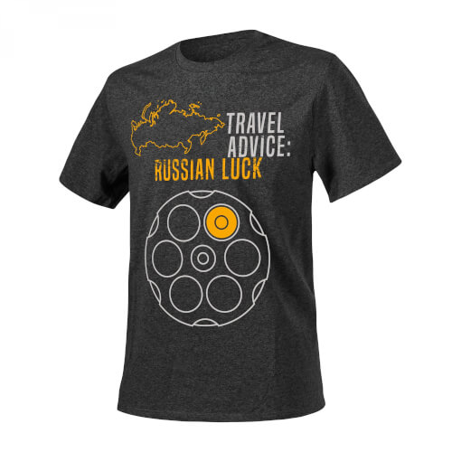 T-Shirt (Travel Advice: Russian Luck) - Melange Black-Grey